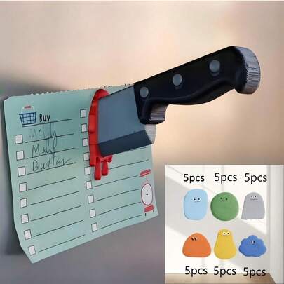 1 件趣味刀磁性冰箱贴，带创意卡通便利贴，3D 趣味斧头冰箱贴，手里剑装饰，新奇家居装饰礼品，适合家庭、办公室、冰箱、储物柜、橱柜铁表面的独特礼物