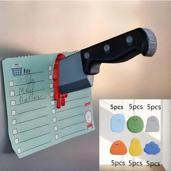 1pc Funny Knife Magnetic Fridge Stickers, With Creative Cartoon Sticky Notes, 3D Fun Axe Fridge Magnet, Shuriken Decoration, Novelty Home Decor Gifts, Unique Gift Idea For Home, Office, Fridge, Locker, Cabinet Iron Surfaces Halloween Decor Room Decor Halloween