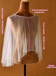 1 pieza Chal nupcial, decoración de perlas falsas, minimalista y lindo, adecuado como accesorio para vestido de novia, ropa de otoño para mujer