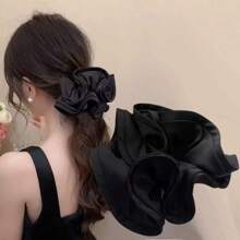1 elegantă de păr extra mare din satin, elegantă, minimalistă, accesoriu de păr versatil, potrivită pentru zi cu zi, serviciu, călătorii, coadă de cal, coc, spălare față, machiaj, asortare la modă, elastic de păr, accesorii de păr, elastice de păr