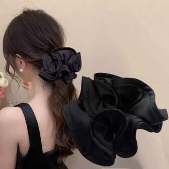 1 قطعة سكرونشي ساتان فاخر وكبير الحجم، إكسسوار شعر أنيق وبسيط متعدد الاستخدامات، مناسب للاستخدام اليومي والعمل والسفر، لربطة الشعر والكعكة وغسل الوجه والمكياج والتنسيق مع الموضة، ربطة شعر، إكسسوارات شعر، ربطات شعر سكرونشي، قطعة رأس