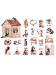 CANDY POETRY 1 Packung mit 40 Stück Haustier Paradies Aufkleber, kreative ästhetische Aufkleber, DIY Deko-Collage Bastelmaterial, Geschenke für Feiertage, personalisierte Scrapbooking-Schulmaterialien, Schulbedarf, Rückkehr zur Schule