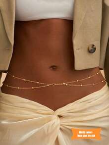 可调节珠子分层腰链身体首饰，适合女性日常佩戴，性感时尚腰链 - 彩色 - 查看 1