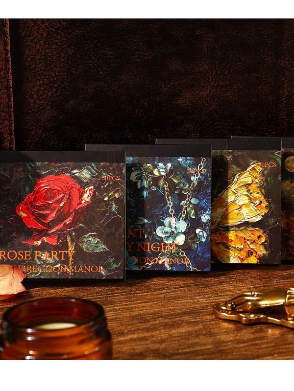 30pcs/Lot Memo Pads Material Paper Vintage Gothic Butterfly Flower Chateau Junk Journal Scrapbooking Cards Retro Background Decoration Paper 10design Partten