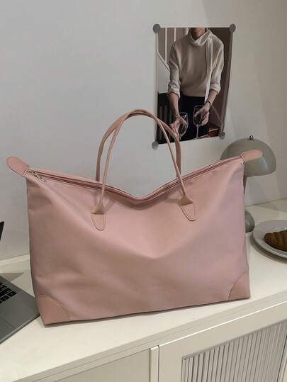 Enkelt mode Fitness Sport Rese Duffelväska med stor kapacitet för korta resor Strandväska för sommarresor. Viktigt för semester Sommartillbehör för semester Researrangör Sjukhusväska Resetillbehör för Camp Skolväska, Back to School-ryggsäck, Stor kapacitet, Lätt, Bärbar, Lämplig för Teen Girls Women College Students, Perfekt för tillbaka till skolan, College, Middle School, High School, Fashionabla tygväska med dragkedja