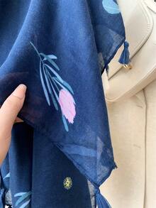 1 件时尚百搭郁金香流苏印花女士围巾