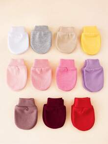 6 双新生儿防抓手套，随机多色可爱动物和彩虹印花卡通全指手套，适合所有季节、孕妇和婴儿用品 - 6雙隨機 - 查看 10