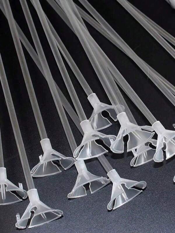 30pcs Plastic Balloon Fixing Buckle And Rod, Minimalist Transparent Balloon Holder, Used For Various Festivals, Parties, Graduation Parties And Other Occasions