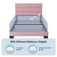 Allewie Twin/Full Size Platform Bed Frame With Velvet Upholstered Headboard And Wooden Slats Support, Fully Upholstered Mattress Foundation, No Box Spring Needed, Easy Assembly, Pink* Bed Frame Queen Queen Bed Frame Bed Frame Full Full Size Bed Frame King Size Bed Frame Twin Bed Frame Room Decor Home Decor Christmas Decor Bedroom Decor Valentine Day Decor Storage Living Room Decor Furniture House Decor - 粉色 - 查看 5