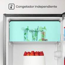 Hisense RR33D6AGX1 Frigobar3.3 pies cubicos Termostato ajustable Congelador independiente Estantes para botellas de 2 litros 48x45x84cm AnchoxLargoxAlto Gris