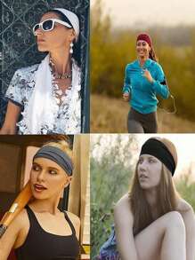 6 pezzi Fasce per capelli sottili, traspiranti e antiscivolo, di colore unito, per la vita quotidiana e lo sport, fasce per capelli, turbanti e fasce antisudore per primavera/estate