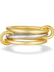 1 Stück Damen Mode Edelstahl Multi-Loop Kubikzirkonia Ring mit Layered Design, geeignet für den täglichen Gebrauch und Partys