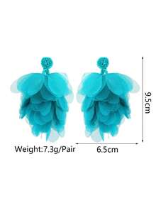 1 Pair Bohemian Beads Fabric Flower Large Earrings For Women Summer Beach Vacation Party Prom Jewelry - A Pair Of Floral Tassel Earrings - View 7