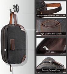 Toiletry Bag For Men, Canvas Travel Toiletry Bag Men's Dopp Kit, Water-Resistant Bathroom Bag Mens Shaving Kit, Travel Kit Small Bags, Shaving Bag, Toiletry Bags - 彩色 - 查看 2