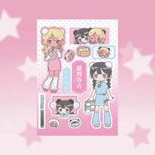 1 Sheet Kawaii Japanese Style Girl Diary Stickers, Cartoon Character Decorative Stickers For Scrapbooking/Planner,School Supplies,Back To School