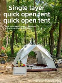 2-3 Person Hiking Portable Beach Folding Automatic Popup Instant Camping Tent Family Foldable Tents Camping Outdoor Tent - Beige - View 3