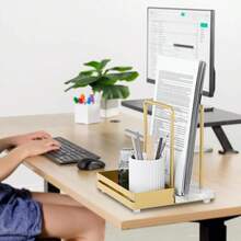 Napkin Holder For Table, Metal Marble Napkin Holder With Salt And Pepper Shakers Caddy, Standing Paper Napkin Storage For Dining Table Kitchen Decor, Marble & Metal Base, Gold - Gold - View 8