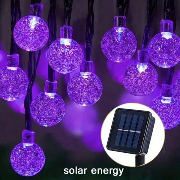 1 pezzo Luci a stringa a sfera di cristallo a energia solare a LED, controllo a 8 funzioni, 20/30/50/100/200 luci a sfera di cristallo fatate, impermeabile IP65 per esterni, adatto per cortile, giardino, portico, balcone, decorazione per feste, matrimoni, Natale, Ognissanti, campeggio, celebrazioni festive
