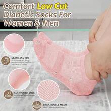 Nuevos calcetines diabéticos para hombres y mujeres, set de 6 pares de calcetines tobilleros sin costuras y sin restricción para diabéticos, tallas 6-9 y 9-12 (Puro-Todo) - Cian Azul Pálido Turquesa Púrpura Naranja Maro - Ver 3
