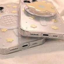 Ins Yellow Flower Suitable For S24FE S23Plus S22 ULTRA, Suitable For IPhone 17/16/15/14/13/12 Pro Max 16/15/14 Plus, Transparent Acrylic Magnetic Mobile Phone Case With Fashion Pattern Design, Shock-Proof Classic Mixed Transparent Mobile Phone Case Magnetic Mobile Phone Case - Trong sáng - Xem 7
