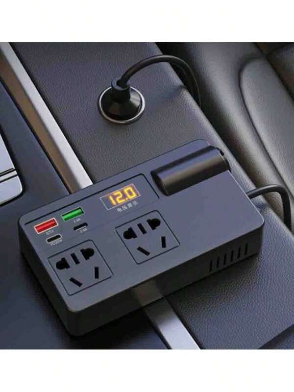 TISIFANG Car Power Inverter 12V-24V With USB Ports & Digital Voltage Display, Cigarette Lighter Adapter For Cars, RVs, And More