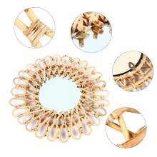 Rattan Mirror, Handmade, 40 Cm Diameter | Round Wall Mirror With 20 Cm Glass | Drill-Free Installation Including Dowels | Rural Decoration For The Living Room And Bedroom - 香檳色 - 查看 10