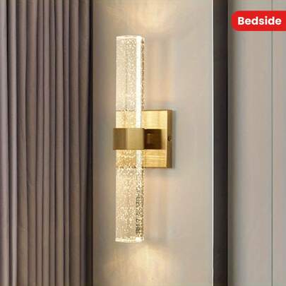 Modern Luxury Crystal Led Wall Light, Semi-Flush Metal Fixture With Acrylic Shade, 3-Color Dimmable, Hard Wired With Installation Hardware, Suitable For Living Room, Bedroom, TV Cabinet, Study