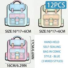 12 件装返校可爱零食糖果收纳袋、可爱卡通汽车饰品小物件收纳袋、少女零食自封袋、毕业礼物包装袋