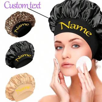 Custom Silk Bonnet For Sleeping Women,Customized Name Satin Bonnet,Personalized Hair Bonnet With Name,Customizable Women'S Beauty Hat,Head Bands For Women'S Hair,Silk Bonnet For Curly Hair,Suitable For Sleeping,Hair Styling,Birthday Gifts,Gifts For Mom,Anniversary,Travel,Portable,Small And Exquisite, Girlfriends,Mothers,Besties,Couples