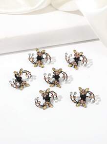 6 pièces/set Pince à cheveux mini papillon strass brillant, épingles à cheveux de mariée élégantes polyvalentes, pinces à cheveux pour accessoires de mode vestimentaire, pinces à fleurs élégantes