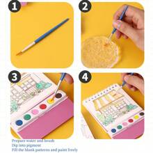 20页/册水彩纸水彩画套装，完整创意艺术套装，水彩艺术活动，创意休闲活动，水彩插画，美术作品，水彩画用品 - 彩色 - 查看 5