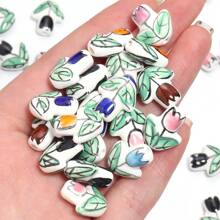 10 piezas/Paquete Cuentas de cerámica con mariposa pintada a mano, cuentas sueltas de varios estilos 17x13mm, elegante casual y adorable estilo infantil, colorido verano hecho a mano DIY para elaborar pulseras, collares, joyas, colgantes y accesorios