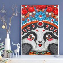 1 Adult DIY Diamond Painting Kit With Asymmetrical Shaped Rhinestones, Cute Panda Graphic Design, Suitable For Beginner, Home Wall Decor, Holiday Gift
