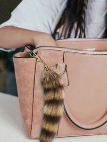 美国大狐狸尾巴吊坠挂饰，汽车包挂饰，钥匙扣，背包配件，返校礼物，钥匙圈，女士礼物，浣熊尾巴背包装饰，冬季 - 彩色 - 查看 2