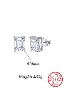 1 Paar luxuriöse 925er Sterlingsilber Ohrstecker mit funkelndem quadratisch geschliffenen Zirkonia, eleganter Schmuck für Frauen, ideal für besondere Anlässe, Geburtstage, Jahrestage und romantische Geschenke, perfekt, um jedem Outfit eine Note von Raffinesse zu verleihen, gefertigt mit zeitloser Schönheit und Haltbarkeit, ein vielseitiges Accessoire, das sowohl zu lässigen als auch formellen Looks passt, ein atemberaubendes Geschenk für sie, das jede Feier und jeden Moment noch unvergesslicher macht.