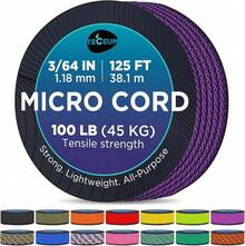 TECEUM Micro Paracord – 118 Mm X 125 Ft – Micro Utility Cord – Thin Braided Paracord Rope – Best Crafting, Projects, Fishing, Camping – Wind Chime – Survival Strong String - Indigo - 查看 1