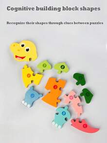 Children's Early Childhood Educational Wooden Puzzles Animal Shape Three-Dimensional Puzzle Toys Wooden Dinosaur Caterpillar Giraffe Crocodile Puzzles Exercise Fine Hands And Brains Logical Thinking Cognitive Educational Toys - Multicolor - View 3