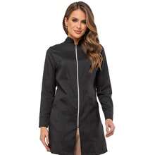 Women's Fitted Lab Coat With Zipper And Puff Sleeves Evi - 黑色 - 查看 4