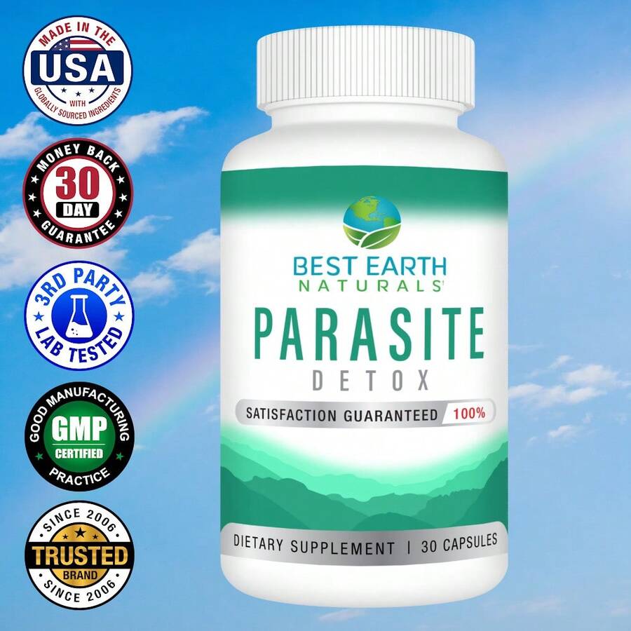 Parasite Detox By Best Earth Naturals | Advanced Parasite Cleanse | De-Bugging & Gut Support Supplement For Digestive Health, Bloating, Energy, And Internal Detox | Full Body Cleanse | Made In USA And Shipped From USA | 30 Capsules - 其他 - 查看 1