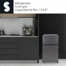 SIGNA Mini Refrigerador 86L 3 pies cubicos Frigobar Compacto Silver Refrigerador Pequeño Con congelador de Acero Inoxidable Ideal Para Espacios Pequeños Frigobar Mini Multifuncional (Gris)