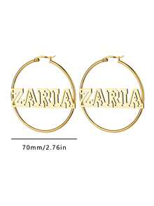 Niestandardowe kolczyki z imieniem Hollow Hoop dla kobiet i dziewcząt Personalizowane kolczyki ze stali nierdzewnej o średnicy 30-70 mm Minimalistyczna biżuteria na zamówienie Codzienne wakacje Impreza Odzież Najlepsze prezenty urodzinowe