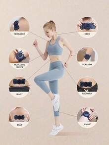 1pc EMS Pulse Neck Massager, Mini Neck Massager, Electric Massage Patch, Portable Body Massage Sticker, Suitable For Men And Women, Shoulder, Arm, Leg, 8 Modes, 19 Intensity Levels - Blue - View 4