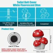 Glow-In-The-Dark Mushroom Toilet Bolt Covers, 4-Pack Decorative Caps, White Fluorescent Blue/Green, Fits Standard Toilet Screws - White - View 4
