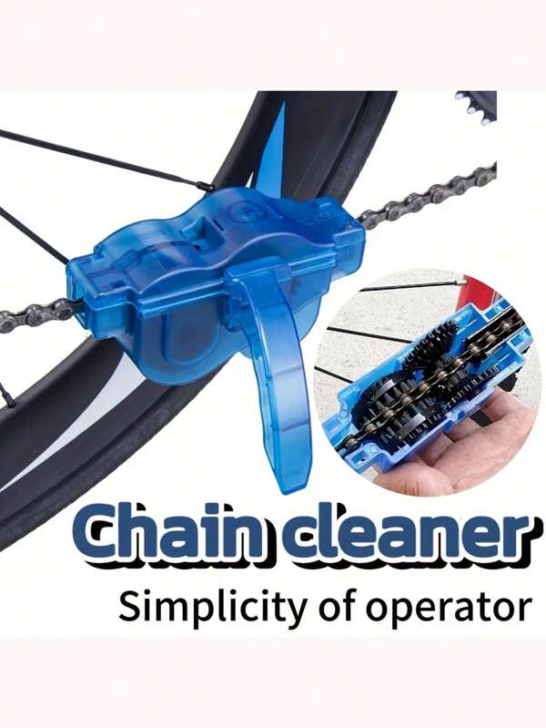 Blauer Fahrrad Kettenreiniger, tragbares Handreinigungswerkzeug für Fahrräder, mit Kunststoffbeschichteter Glasfaser-Getriebereinigungs-Bürste, 360°-Drehdesign, einfach zu bedienen