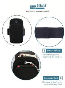 1 PIEZA Bolsa de brazo universal impermeable para teléfono móvil con cremallera de doble capa: La bolsa de brazo perfecta para deportes al aire libre para hombres y mujeres - Banda ajustable para correr, senderismo, ciclismo y talla grande! Almacena de forma segura tus teléfonos móviles, auriculares, pequeños cargadores.
