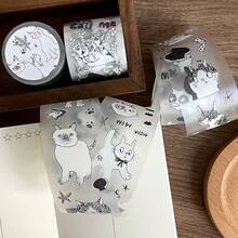 3m Cute Cat Themed Decorative Sticker Rolls, Creative Scrapbooking Stickers For Journals, Planners, Crafts - one-size - View 6