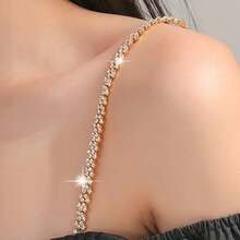 1pc Women Diamond Decorated Adjustable Strap Bra Chain Shoulder Harness Necklace Accessory For Rave - Multicolor - View 5