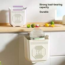 Foldable Wall-Mounted Kitchen Trash Can, Large Capacity Multi-Function Garbage Bin, Hang On Cabinet Door No Drilling Required - Multicolor - View 4