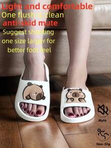 New Arrival Fashion EVA Slippers For Women, Minimalist Cute Cartoon Capybara Design, Soft Lightweight Anti-Bacterial Material, Non-Slip Quiet Quick-Drying For Bathroom, Beach And Outdoor Casual Wear, Unisex