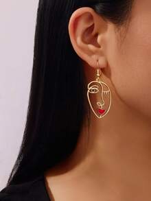 1 par de pendientes asimétricos con forma de retrato para mujer, elegantes para reuniones, fiestas, bodas, vacaciones, Año Nuevo, regalo para amigos/familia